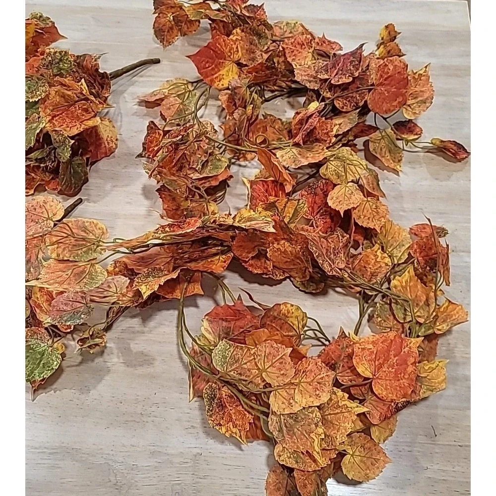 4 piece Artificial Aspen Leaf -2 Stems & 2 6ft Garland Fall/Thanksgiving Decor
